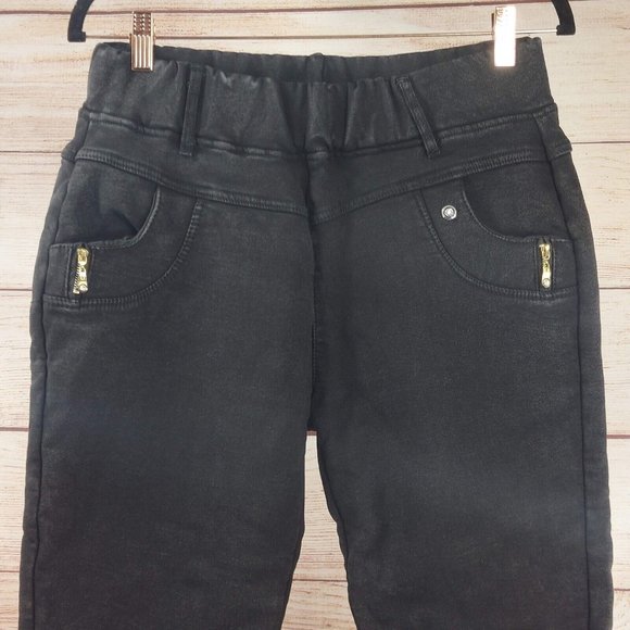 Women's Elastic Warm Legging High Waist  Slim Fit Stretch Skinny Pants Black - Picture 3 of 12